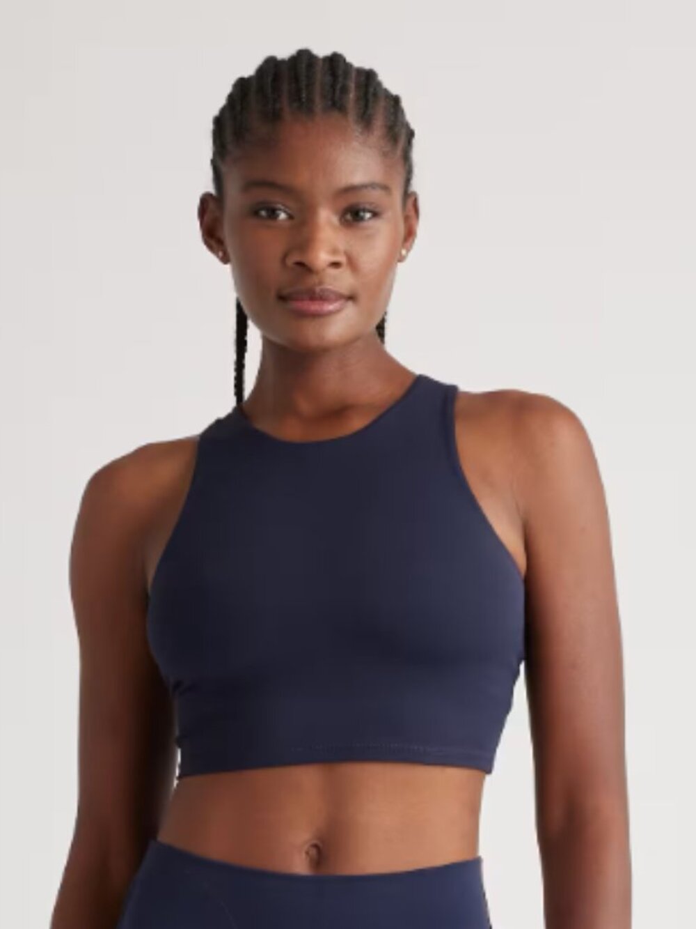 Quince Ultra-Form High-Neck Cropped Tank Deep Navy